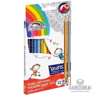Fiorello Kredki ołówkowe Fiorello Super Soft 12 kolorów + 2 gratis (170-1374)