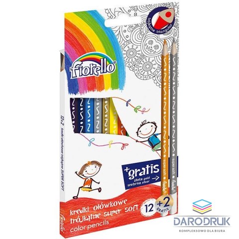 Fiorello Kredki ołówkowe Fiorello Super Soft 12 kolorów + 2 gratis (170-1374)