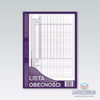 Michalczyk i Prokop Druk offsetowy A4 LO Lista obecność A4, 40k. Michalczyk i Prokop (506-1)