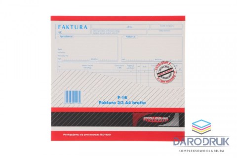 Stolgraf Druk samokopiujący 2/3 A4 faktura VAT 2/3 A4 brutto 100k. Stolgraf (F16)