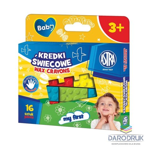 Astra Baby Kredki świecowe kształcie klocków 16 kol. Astra Baby (316023010)