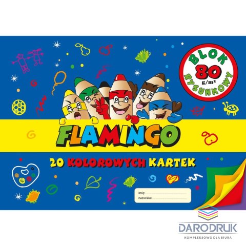 Flamingo Blok rysunkowy Flamingo kolorowy A4 20 kartek 80g/m?