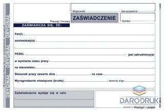 Michalczyk i Prokop Druk samokopiujący A6 Zaświadczenie o zatrudnieniu 80k. Michalczyk i Prokop (502-5)