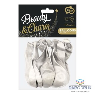 Godan Balon gumowy Beauty&Charm metaliki białe 10szt. biały metalizowany 300mm 12cal Godan (CB-1MBI)