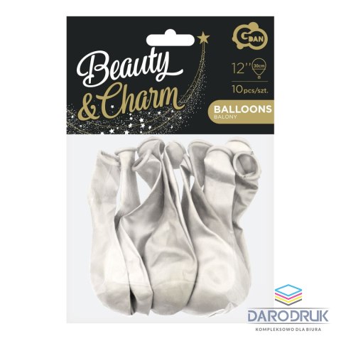 Godan Balon gumowy Beauty&Charm metaliki białe 10szt. biały metalizowany 300mm 12cal Godan (CB-1MBI)