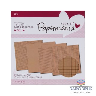 Papiermania Papier ozdobny papier 30,5 x 30,5 kraft basic pack 20 kartek Papiermania (pma-807104)
