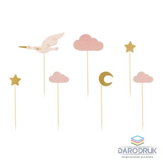 Partydeco Dekoracja do muffinek - Bocian, 11-12 cm (1 op. / 7 szt.) Partydeco (KPM30)