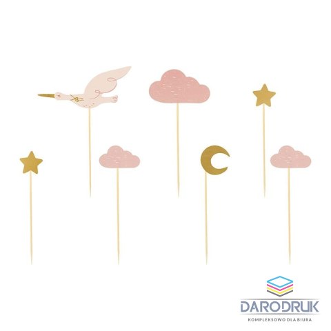 Partydeco Dekoracja do muffinek - Bocian, 11-12 cm (1 op. / 7 szt.) Partydeco (KPM30)
