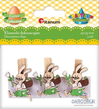 Titanum Ozdoba drewniana Craft-Fun Series klamerki króliki z koszykiem Titanum (2324040)