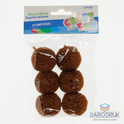 Craft with Fun Pompony brązowa 6 szt Craft with Fun (463932)