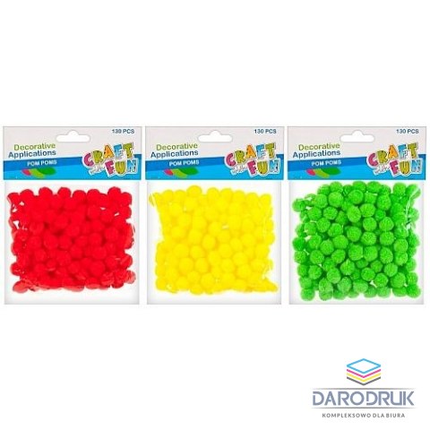 Craft with Fun Pompony kolorowe 130 szt Craft with Fun (402517)