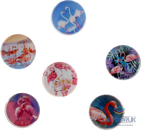 Fun&Joy Magnes FLAMINGI okrągły mix śr. 30mm Fun&Joy 6 sztuk