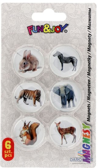 Fun&Joy Magnes ZWIERZĘTA okrągły mix śr. 30mm Fun&Joy 6 sztuk