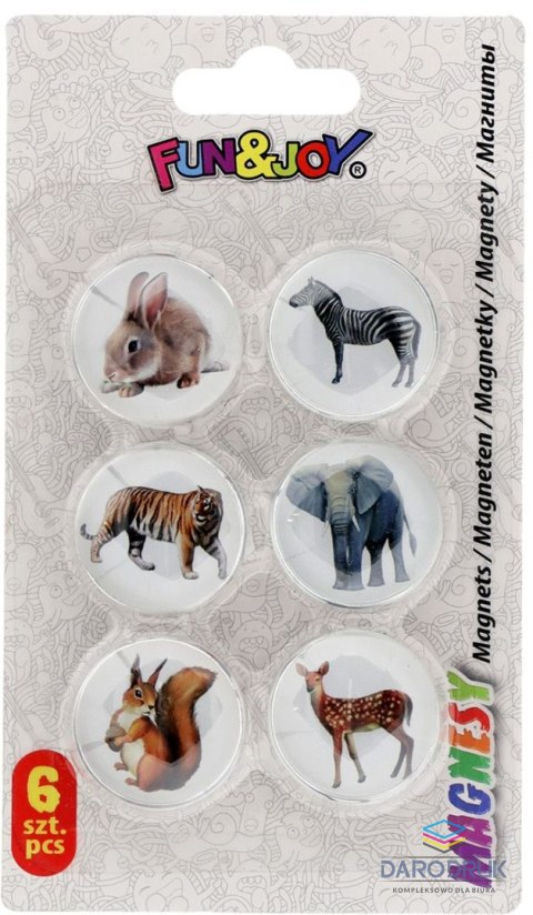 Fun&Joy Magnes ZWIERZĘTA okrągły mix śr. 30mm Fun&Joy 6 sztuk