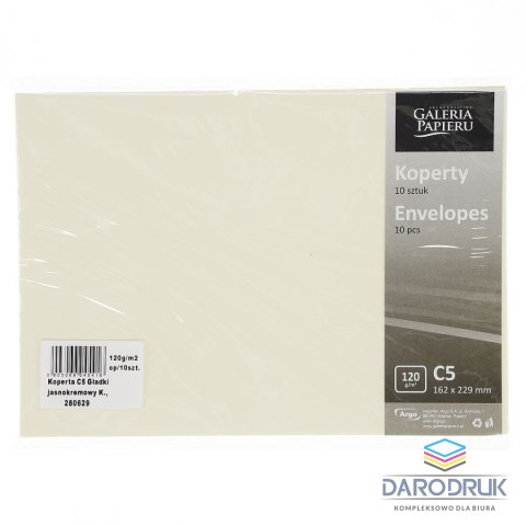 Galeria Papieru Koperta C5 gładka kremowa kremowa Galeria Papieru 10 sztuk