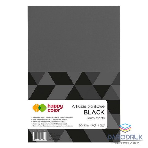 Happy Color Arkusz piankowy kolor: CZARNY 5 ark. [mm:] 210x297 Happy Color (HA 7130 2030-09)