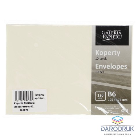 Koperta B6 gładki jasnokremowy k 120g kremowa [mm:] 125x176 (280829) 10 sztuk