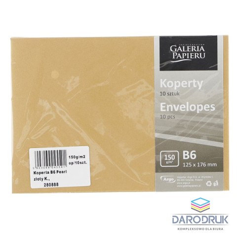 Koperta B6 pearl złoty k 150 złota [mm:] 125x176 (280888) 10 sztuk