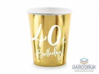 Partydeco Kubek jednorazowy 40th Birthday, złoty papier 220ml Partydeco (KPP73-40-019M-EU1)