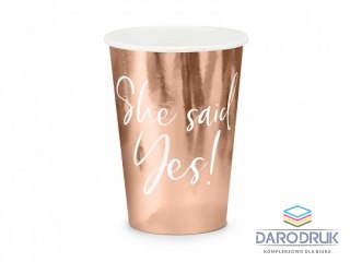 Partydeco Kubek jednorazowy She said yes!, różowe złoto (1 op. / 6 szt.) papier 220ml Partydeco (KPP21-019R-EU1)