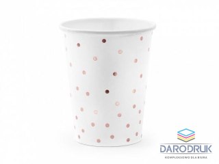 Partydeco Kubek jednorazowy biały w kropki (1 op. / 6 szt.) papier 260ml Partydeco (KPP53-008-EU1)