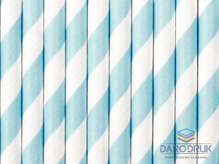 Partydeco Słomka papierowe, błękit, 19,5cm 10 szt Partydeco (SPP1-011)