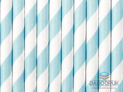 Partydeco Słomka papierowe, błękit, 19,5cm 10 szt Partydeco (SPP1-011)