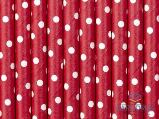 Partydeco Słomka papierowe, czerwony, 19,5cm 10 szt Partydeco (SPP2-007)