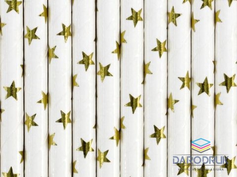 Partydeco Słomka papierowe, złoty, 19.5cm 10 szt Partydeco (SPP5M-019)