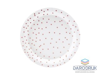 Partydeco Talerz jednorazowy Kropki, biały papier śr. 180mm 6 szt Partydeco (TPP53-008)