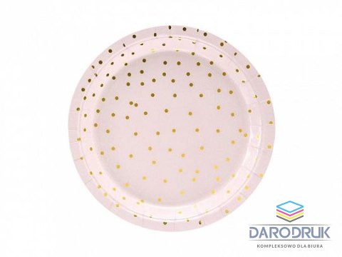 Partydeco Talerz jednorazowy Kropki, jasny róż papier śr. 180mm 6 szt Partydeco (TPP50-081J)