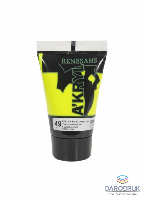 Renesans Farba akrylowa Żółta fluorescencyjna kolor: Żółta fluorescencyjna 100ml Renesans (49)