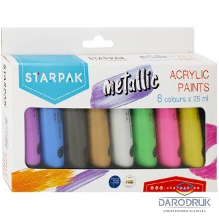 Starpak Farba akrylowa 8kolx 25ml, metalik kolor: mix 25ml Starpak (484980)