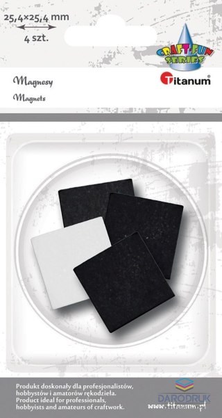 Titanum Magnes Craft-Fun Series kwadraty samoprzylepne czarne [mm:] 25,4x25,4 Titanum 4 sztuk