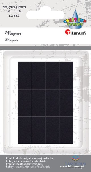 Titanum Magnes Craft-Fun Series prostokąty samoprzylepne czarne [mm:] 12,7x25 Titanum 12 sztuk