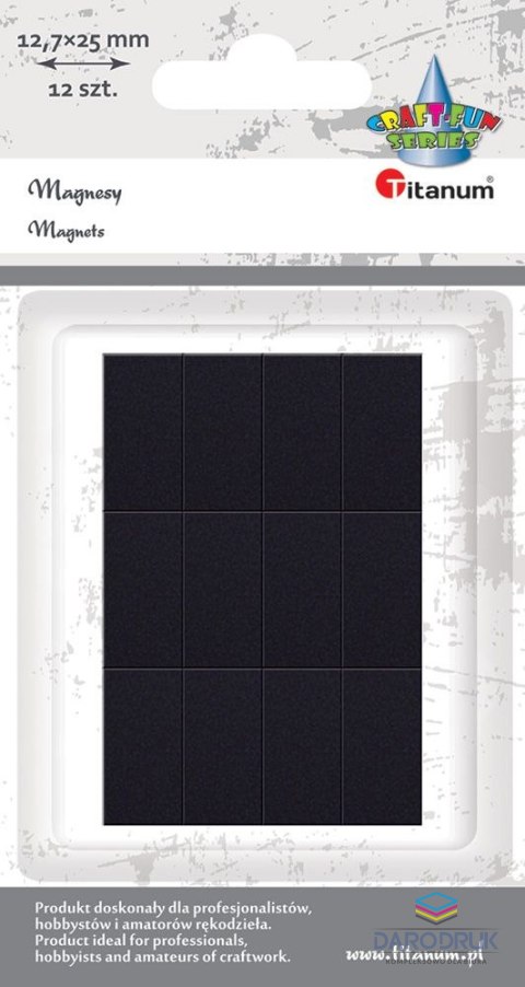 Titanum Magnes Craft-Fun Series prostokąty samoprzylepne czarne [mm:] 12,7x25 Titanum 12 sztuk