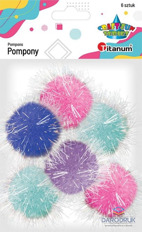 Titanum Pompony Craft-Fun Series Brokatowane mix 6 szt Titanum (20TH1020-19)
