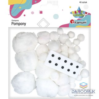 Titanum Pompony Craft-Fun Series akrylowe białe 45 szt Titanum