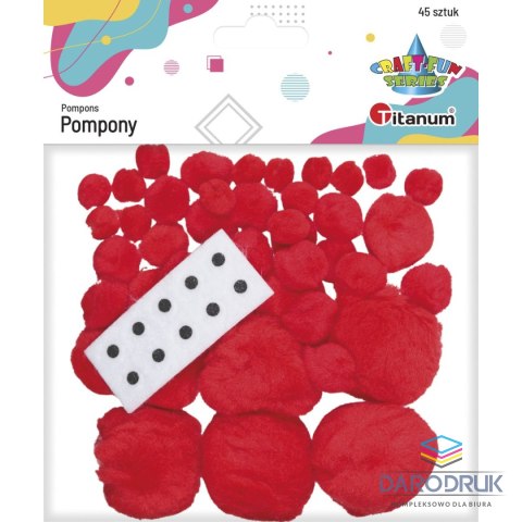 Titanum Pompony Craft-Fun Series akrylowe czerwone 45 szt Titanum