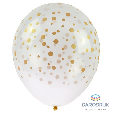 Arpex Balon gumowy transparentne z nadrukiem konfetti (5 szt.) transparentny 300mm Arpex (KB6326)