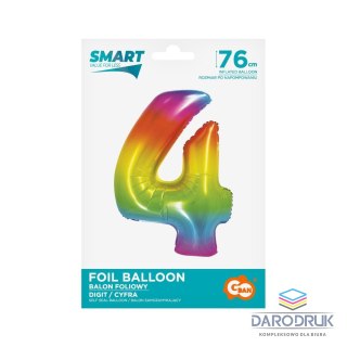 Godan Balon foliowy Smart cyfra 4 tęcza 76cm Godan (CH-STC4)