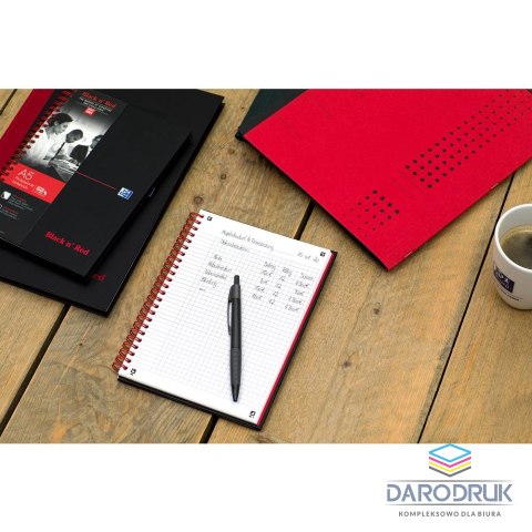 Oxford Kołozeszyt (kołonotatnik) A5 Black N' Red 70k. 90g krata Oxford (400047652)