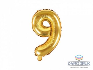 Partydeco Balon foliowy cyfra 9 złota 14cal Partydeco (FB10M-9-019)