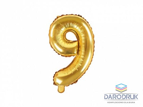 Partydeco Balon foliowy cyfra 9 złota 14cal Partydeco (FB10M-9-019)