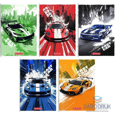 Herlitz Zeszyt A5 Fast Car 16k. 70g linia podwójna kolorowa Herlitz (400196834)