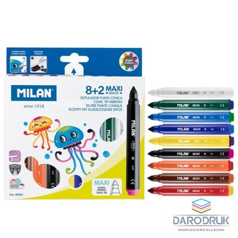 Milan Flamaster Milan Maxi Magic 8 kolorów i dwa magiczne mazaki (80023)