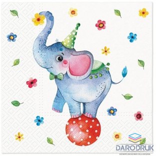 Paw Serwetki Lunch Circus Elephant mix nadruk bibuła [mm:] 330x330 Paw (SDL135600)