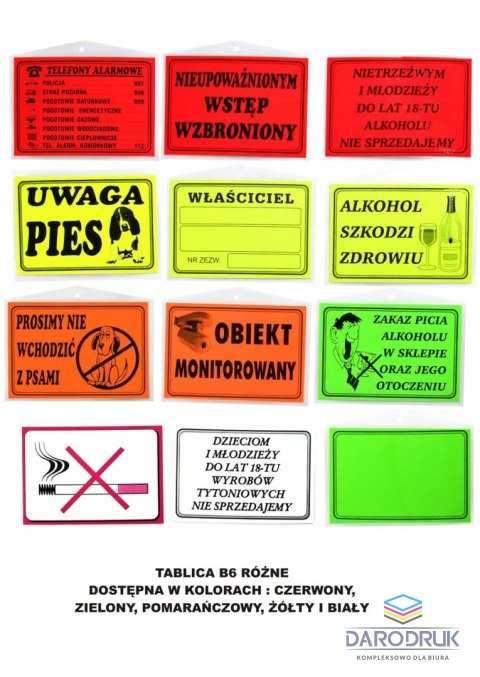Zbimar Tabliczka informacyjna [mm:] 125x176 Zbimar (B6)