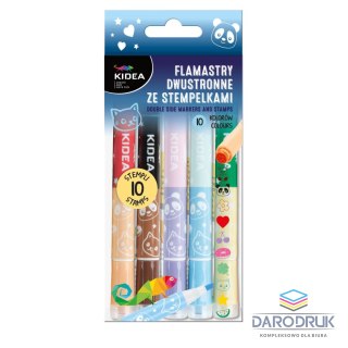 Kidea Flamaster Dwustronne ze stempelkami 10 kol. Kidea (DFSZK10KKA)
