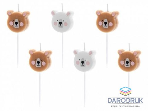 Partydeco Świeczka urodzinowa Miś, mix, 3cm Partydeco (SCS-11)